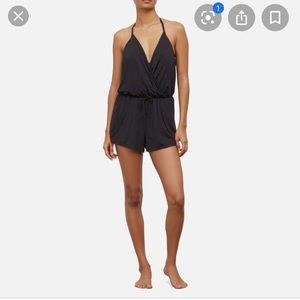 Black Romper One piece Swimsuit with Halter tie